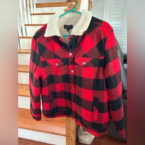 Love Tree Flannel and faux Sherpa jacket NWT